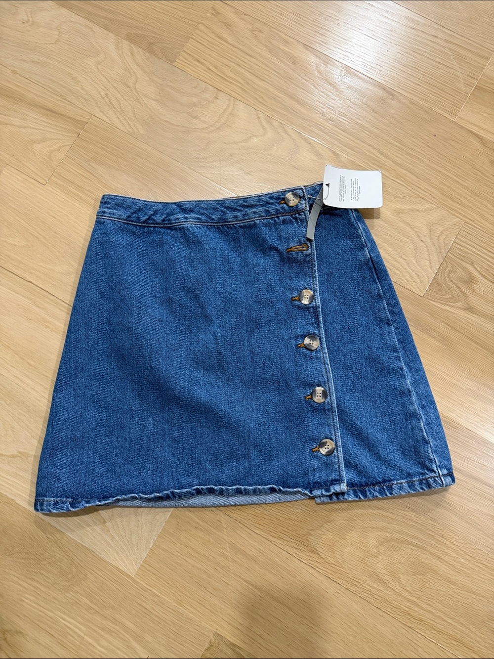ASOS Dark Blue Denim Button-Detail Mini Skirt